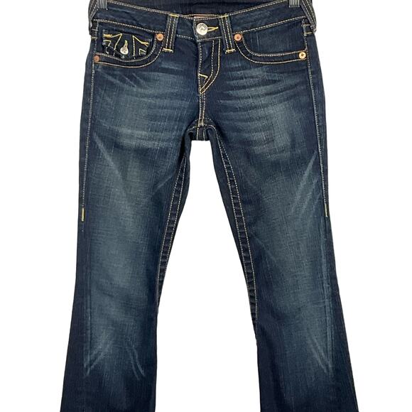 True Religion Womens Jeans Joey Twisted Seam Flare Leg Bootcut Dark Wash 26 x 32 - Picture 7 of 16